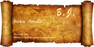 Beke Jenő névjegykártya